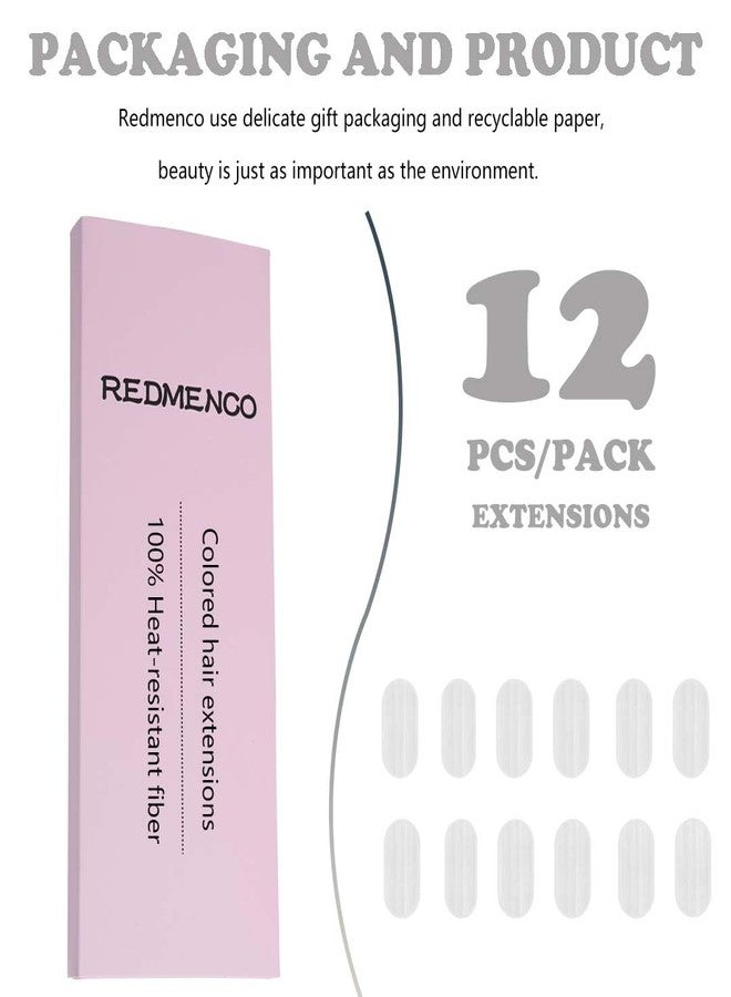 REDMENCO Colored Clip in Hair Extensions White 12 Pieces Streak for Women Kids Girls, 16 Inch Wavy Curly - Image 2